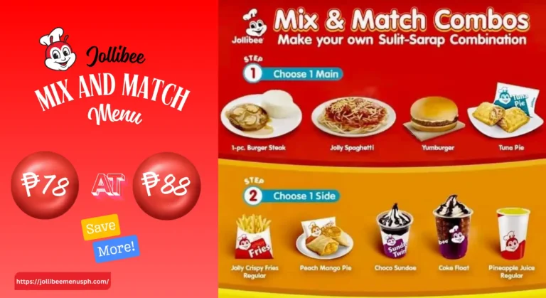 Jollibee Mix and Match Menu and Prices in Philippines 2025