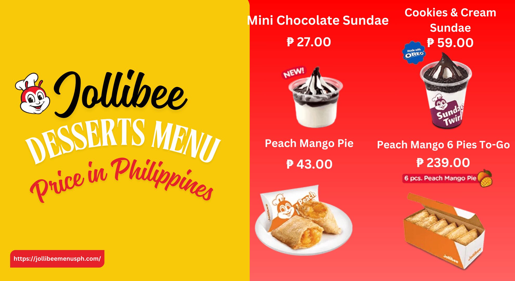 Jollibee Desserts Menu With Prices in Philippines