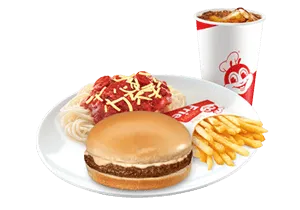 Yumburger, Half Jolly Spaghetti & Reg. Fries Super Meal With Drink